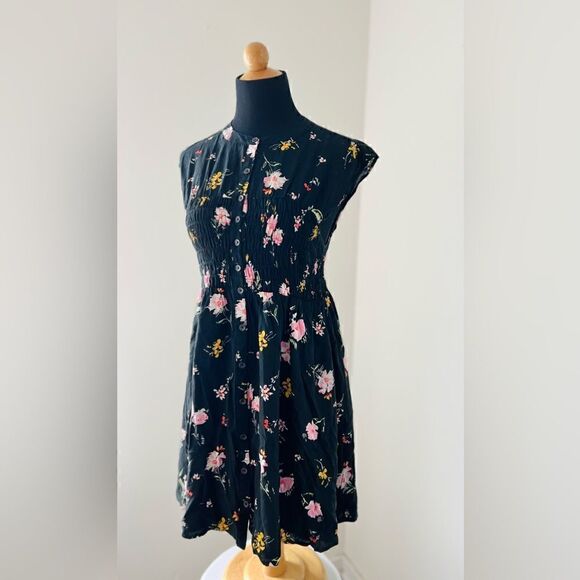 Free People Dress Black Floral Shired Button Front Dress Size XS - Picture 5 of 11